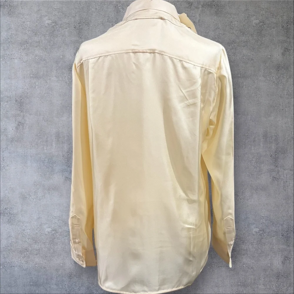 Tory Burch Silk Bow Blouse French Cream Sz 6 Removable Collar NWT‎